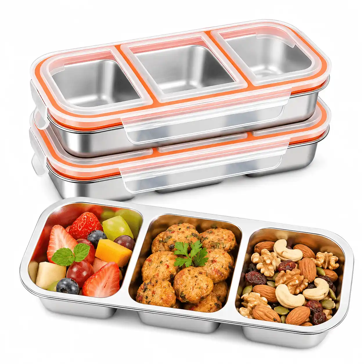 2 Pack Stainless Steel Snack Containers