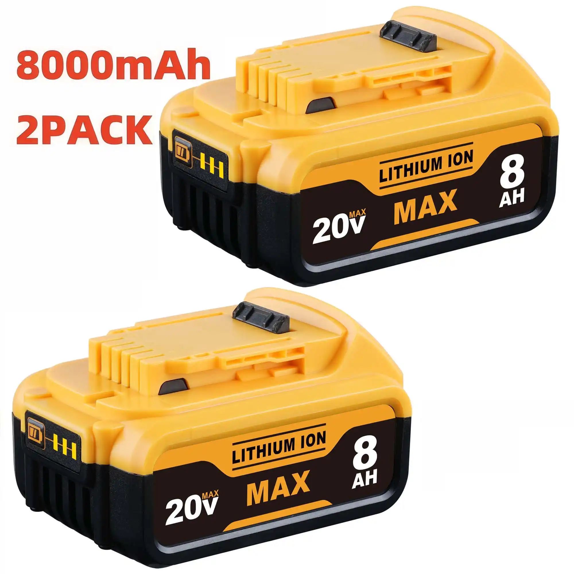 2Pack DCB200 8.0Ah Battery Replacement for 20V Compatible