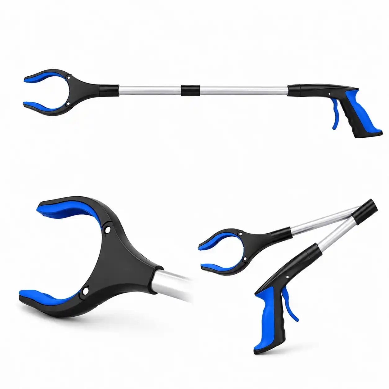 32" Foldable Reacher Grabber Tool, Blue